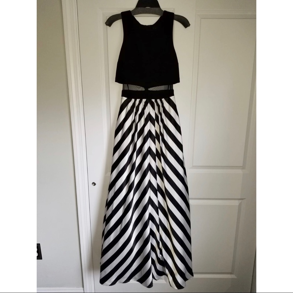 Black and white satin dress